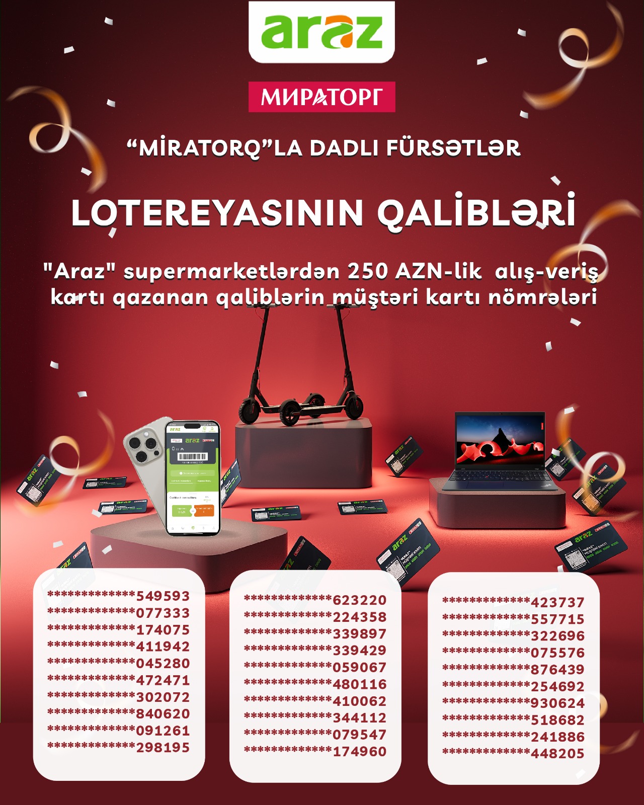 "Miratorq"la Dadlı Fürsətlər lotereyasının qalibləri bəlli oldu.